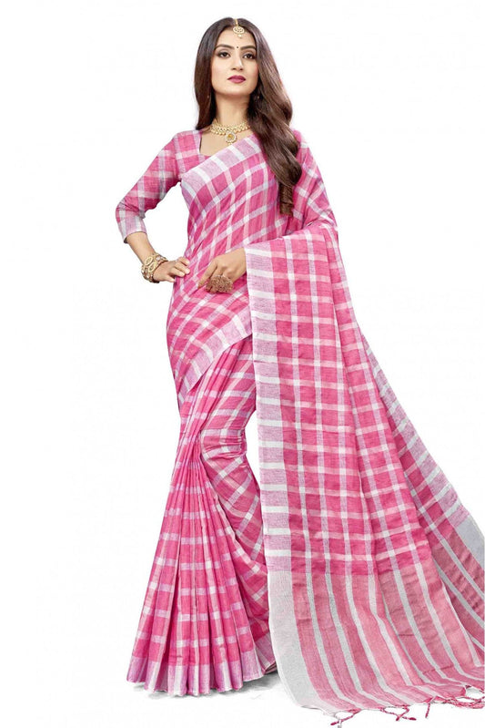 Pink Colour Cotton Silk Printed Saree