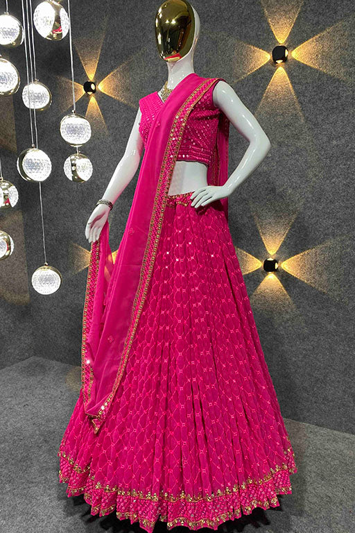 Pink Colour Georgette Designer Lehenga Choli