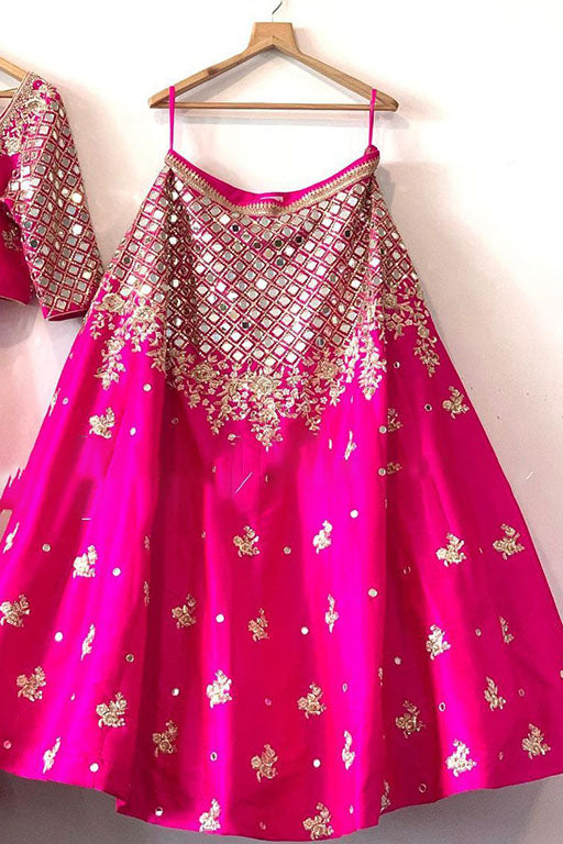 Pink Colour Malai Satin Silk Designer Lehenga Choli
