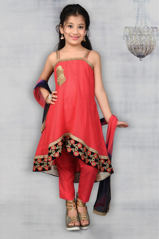 Pink Colour Net Embroidery Anarkali Suit