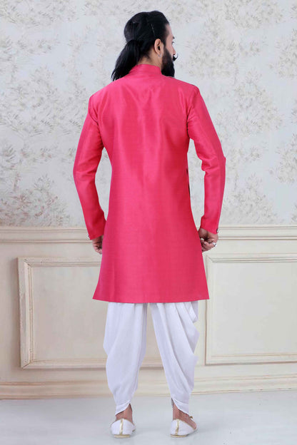 Pink Colour Silk Festival Wear Dhoti Sherwani
