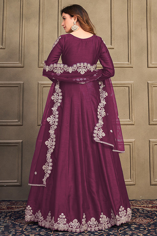 Purple Colour Art Silk Anarkali Suit