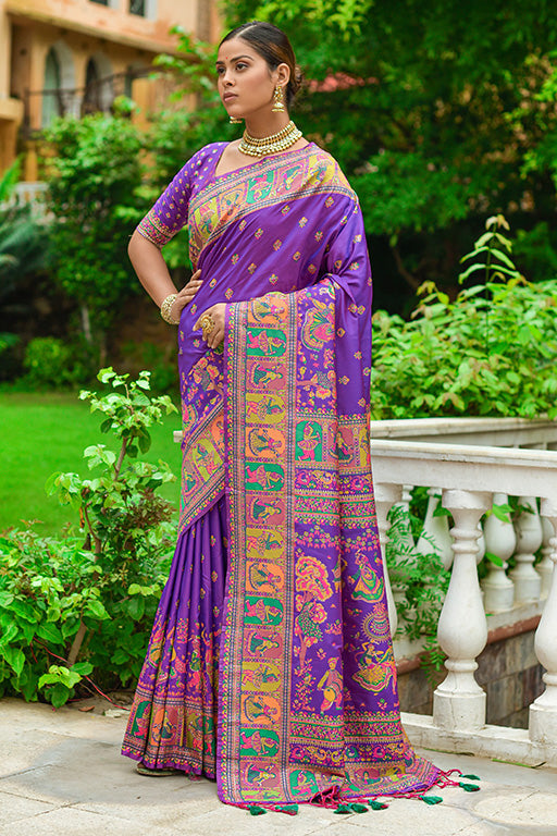 Purple Colour Banarasi Silk Traditional Saree