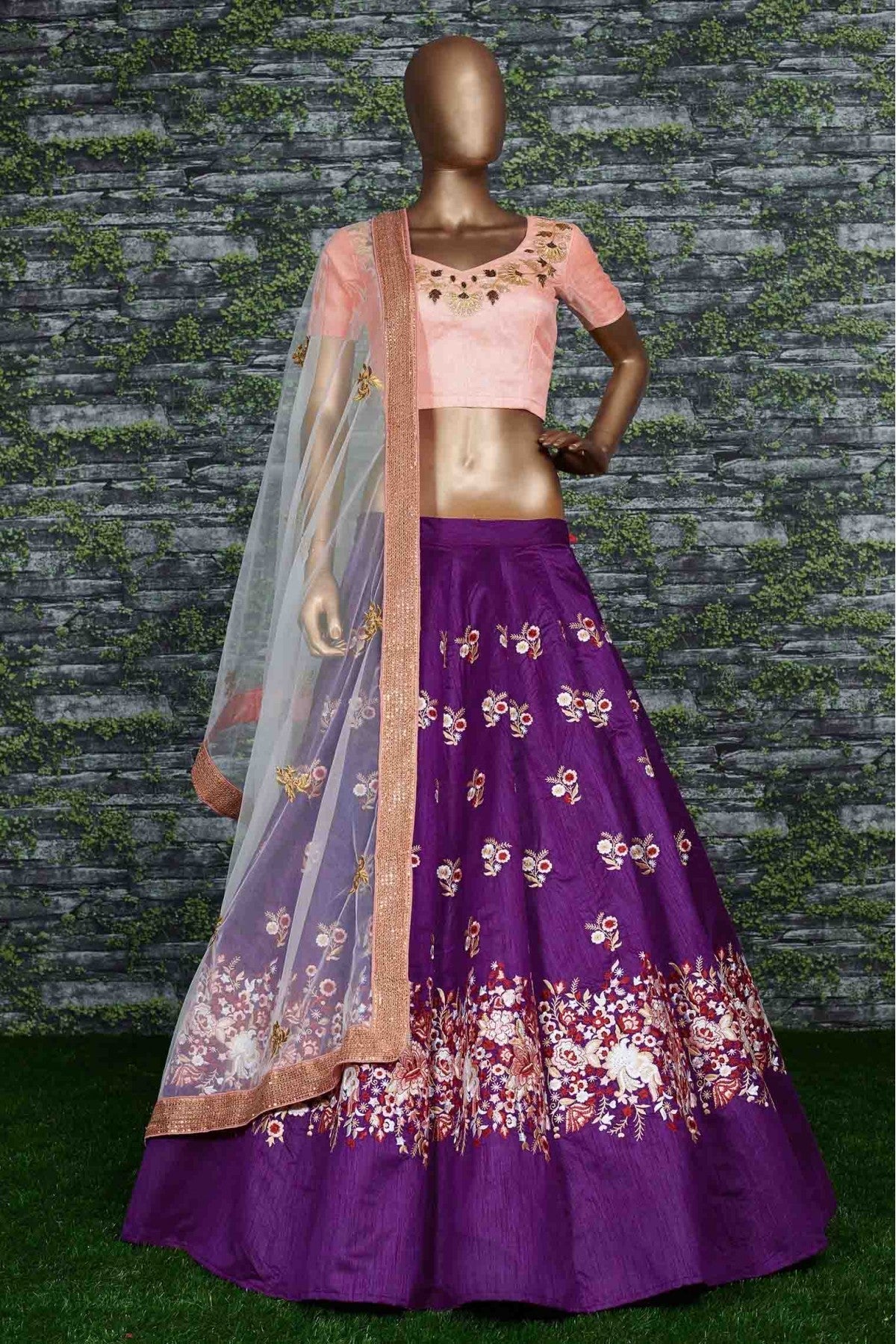 Purple Colour Banglori Silk Lehenga Choli
