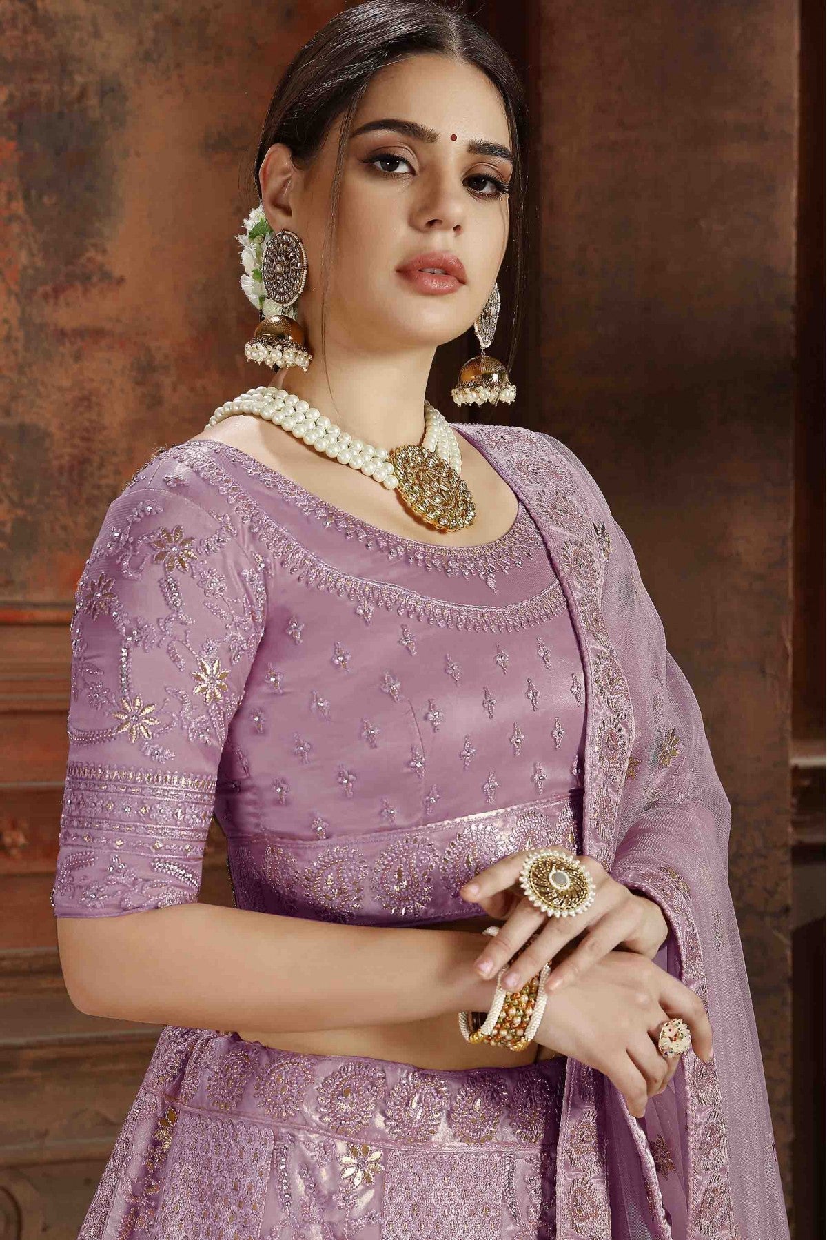 Purple Colour Soft Net Embroidery Lehenga Choli