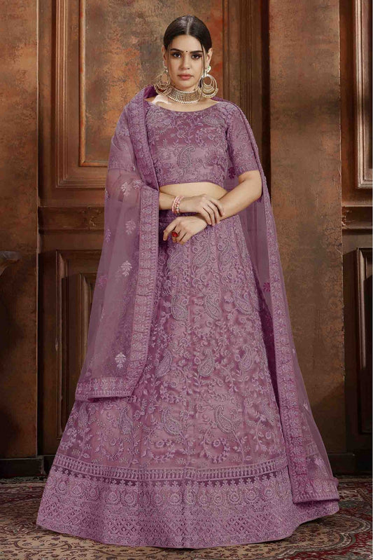 Purple Colour Soft Net Embroidery Lehenga Choli