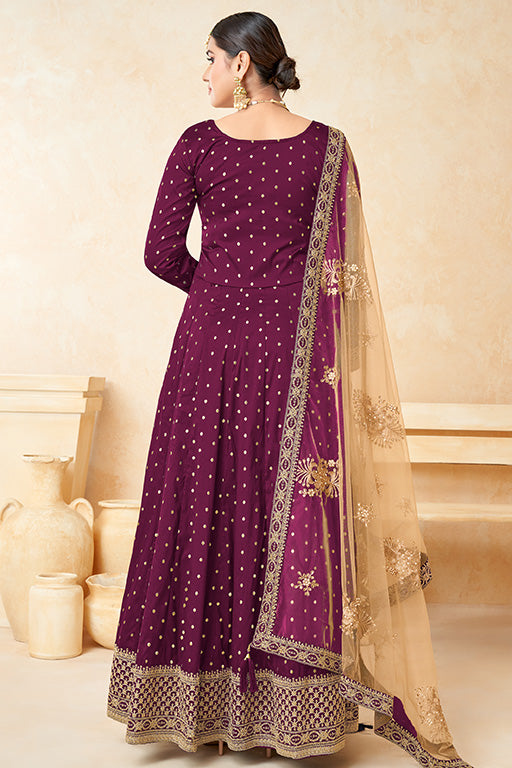 Purple Colour Taffeta Silk Anarkali Suit
