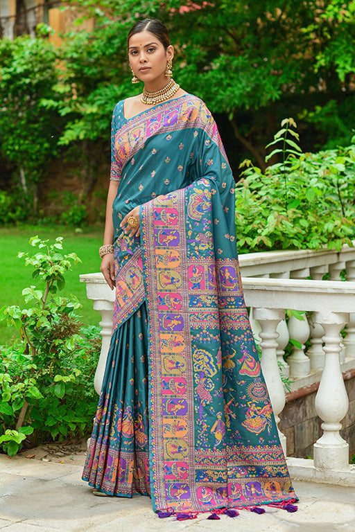Rama Green Colour Banarasi Silk Traditional Saree