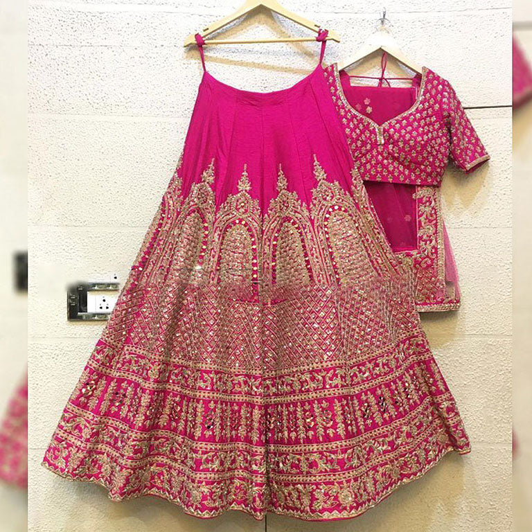 Rani Pink Colour Malai Satin Silk Designer Lehenga Choli