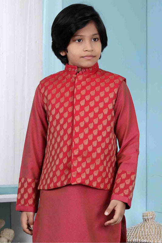 Red Colour Chanderi Silk Jacket