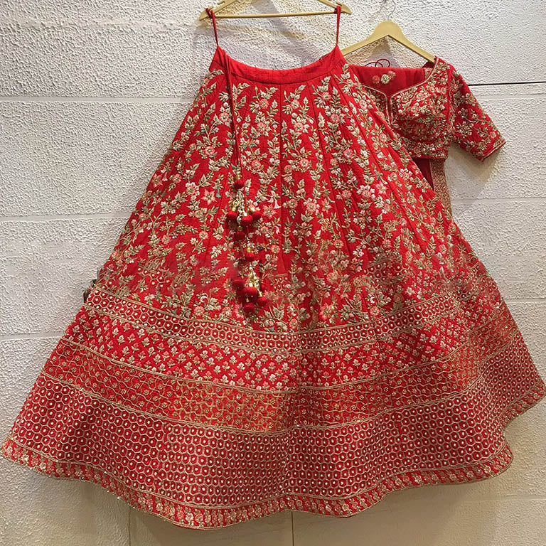 Red Colour Malai Silk Designer Lehenga Choli