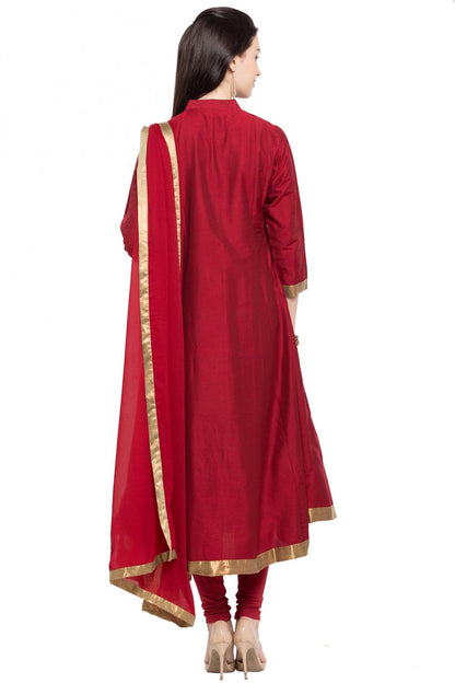 Red Colour Plus Size Stitched Cotton Silk Anarkali Suit