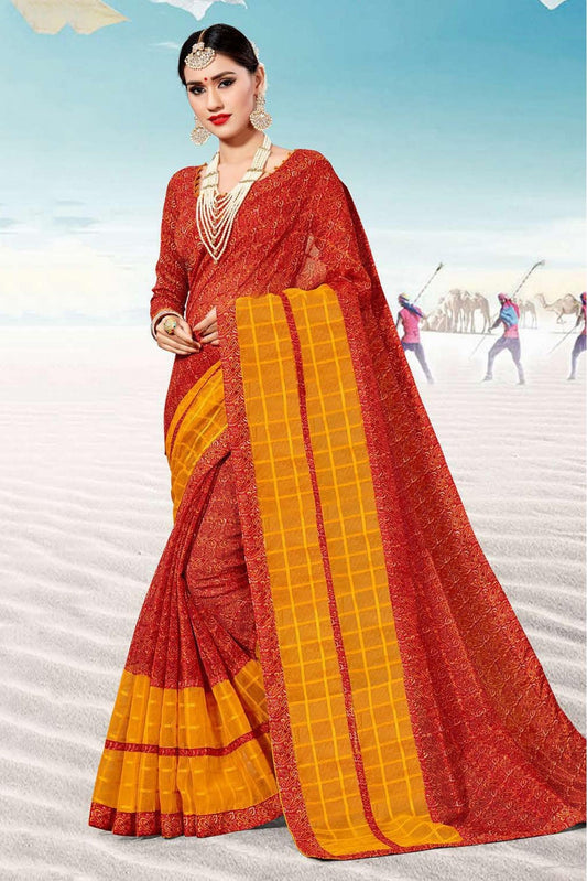 Red and Yellow Colour Kota Traditional Saree
