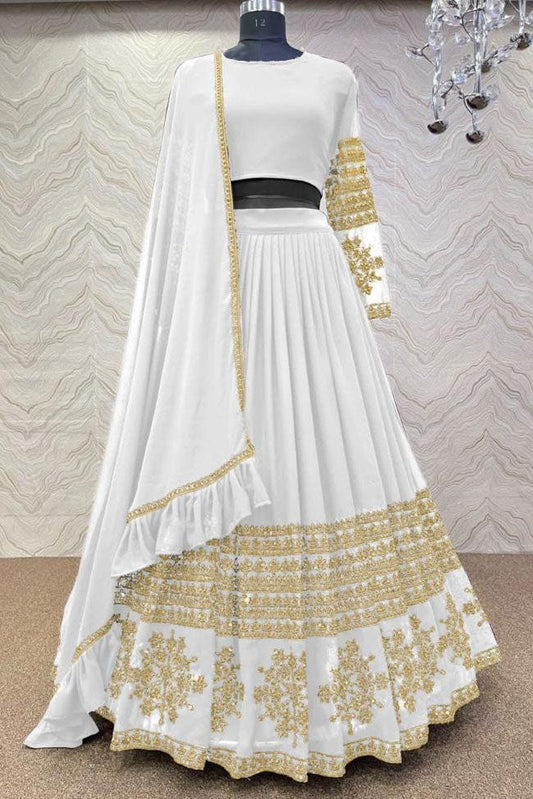 White Colour Georgette Embroidery Lehenga Choli