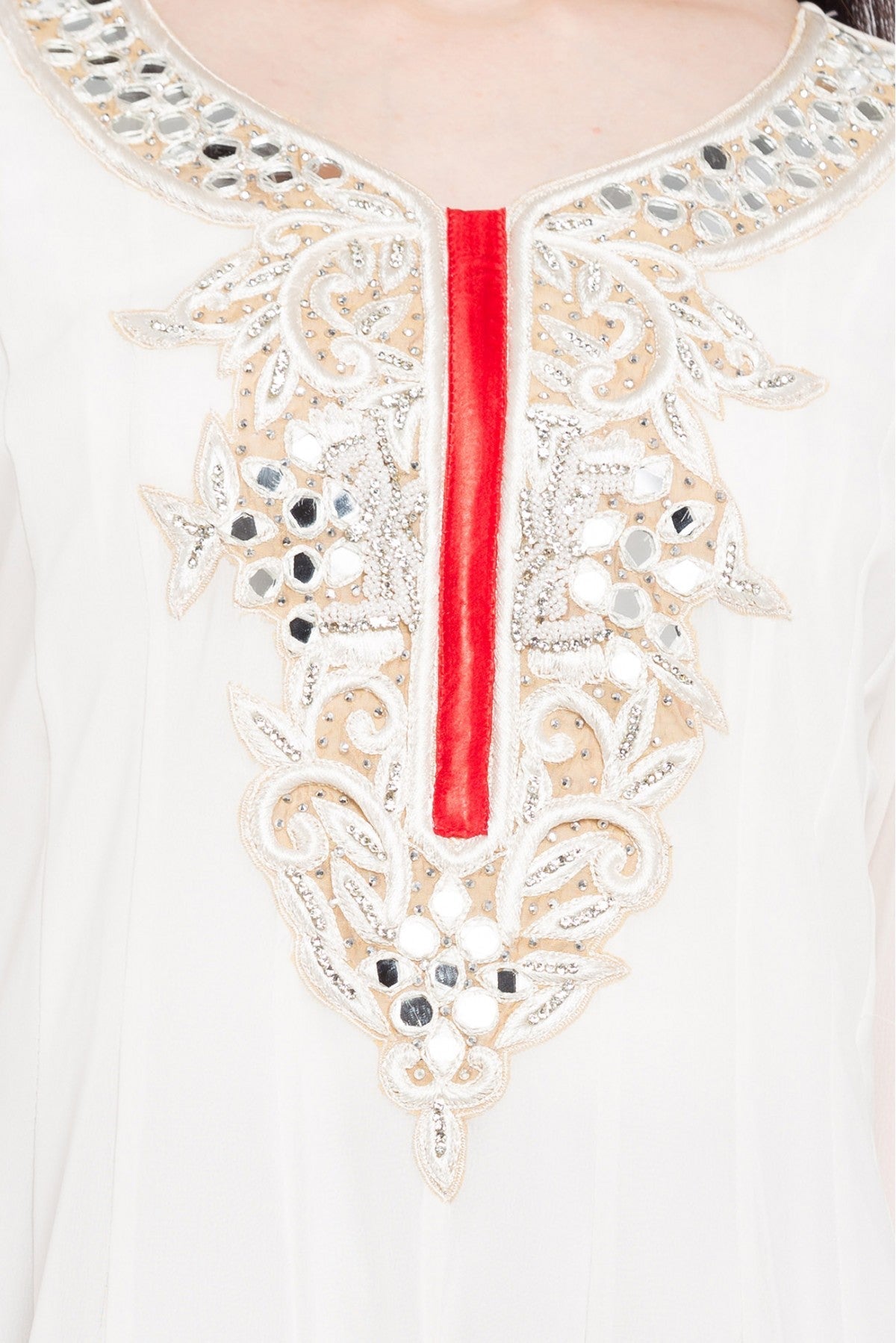 White Colour Plus Size Stitched Faux Georgette Anarkali Suit