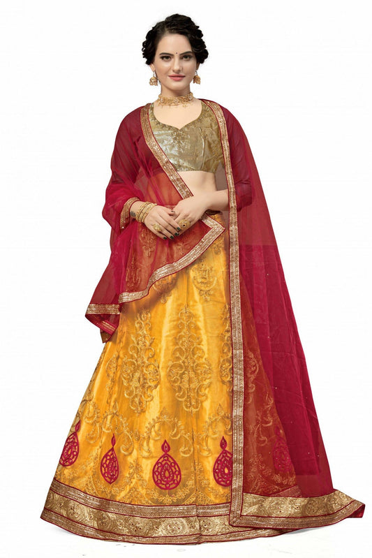 Yellow Colour Net Embroidery Lehenga Choli