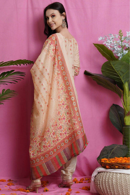 Yellow Colour Silk Blend Embroidery Churidar Suit