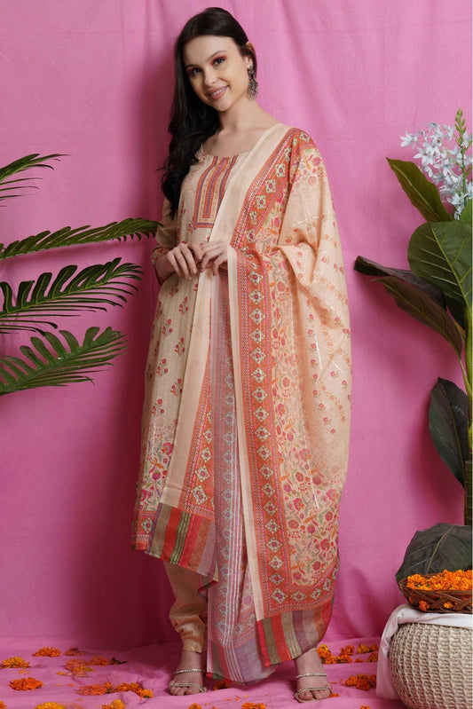 Yellow Colour Silk Blend Embroidery Churidar Suit