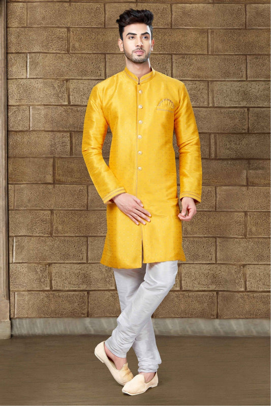 Yellow Colour Silk Indo Western