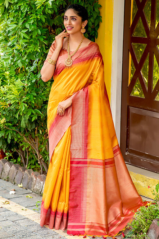 Yellow Colour South Silk Traditional Saree