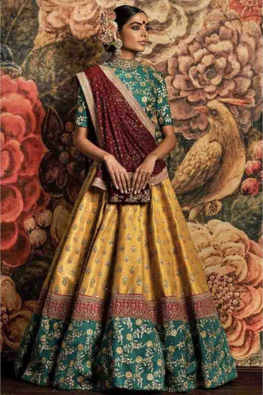 Yellow Colour Taffeta Silk and Banarasi Silk Lehenga Choli
